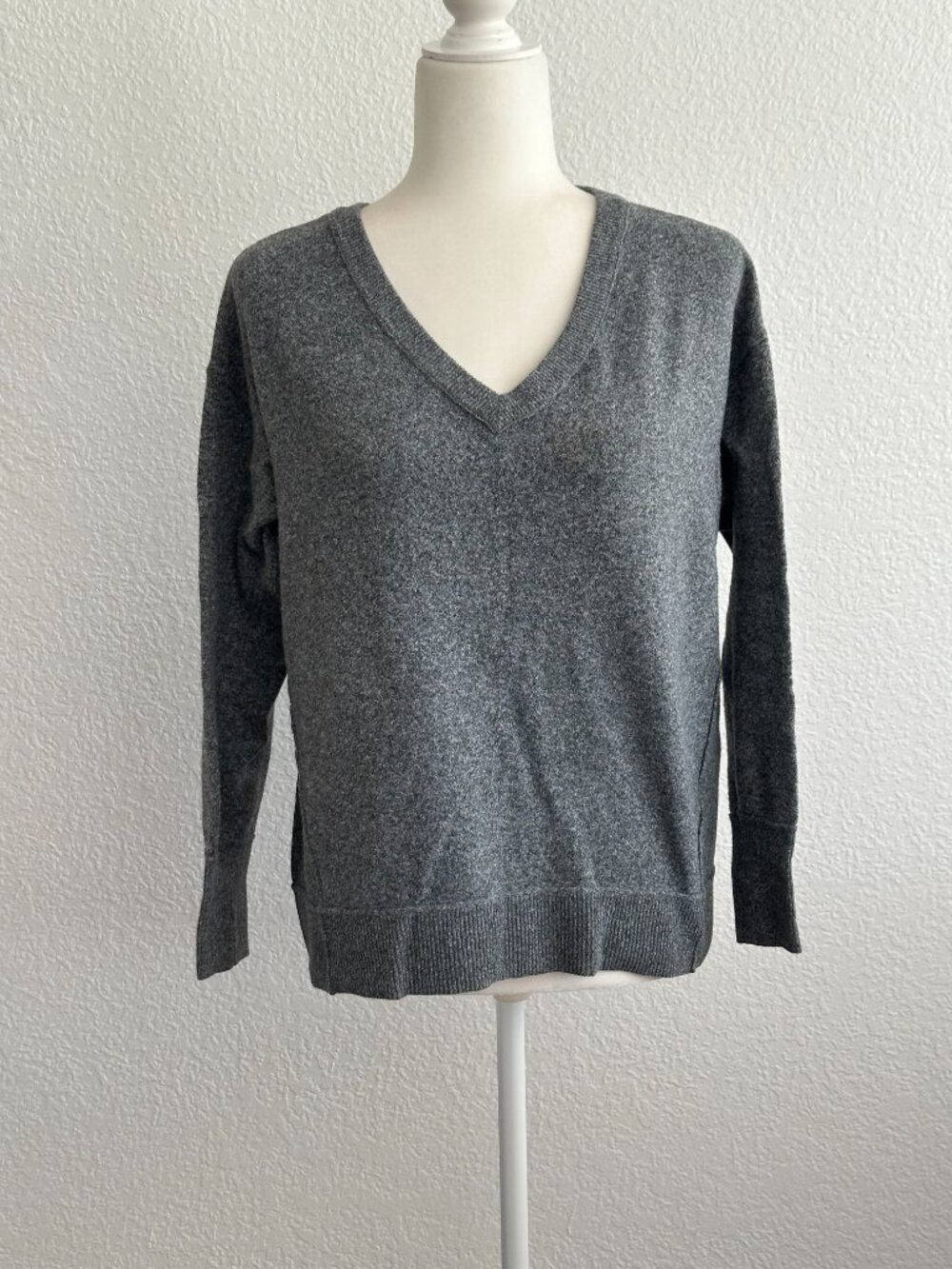 Lucky Brand Gray V-Neck Sweater | Size Small | Soft Cozy Knit Essential - Picture 2 of 9
